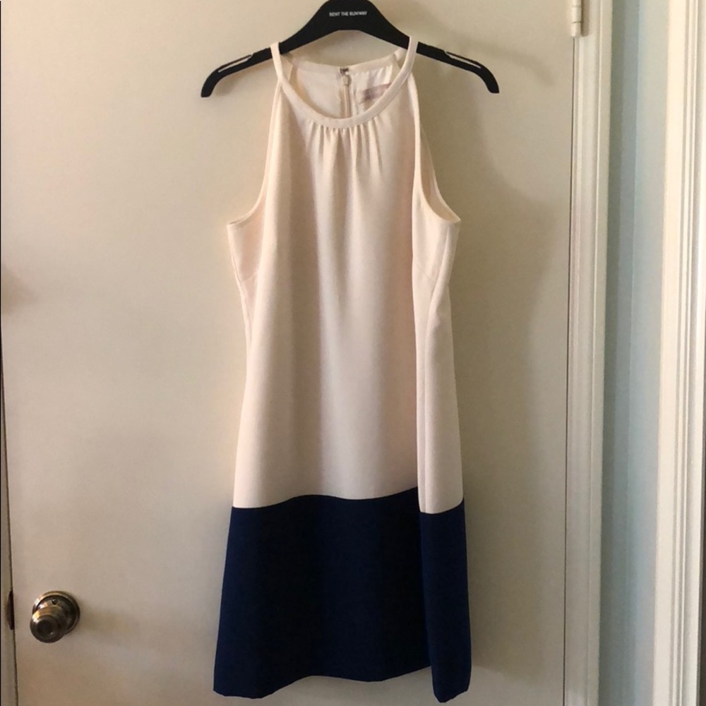 Ivory and Navy Colorblock Dress
